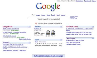 Google personalized home page