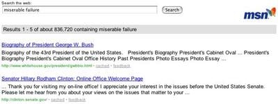 miserable failure search on MSN