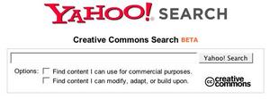 Yahoo Creative Commons Search home page screenshot