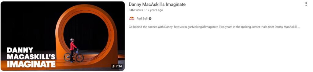 screenshot of youtube video attesting the number of views that RedBull gains