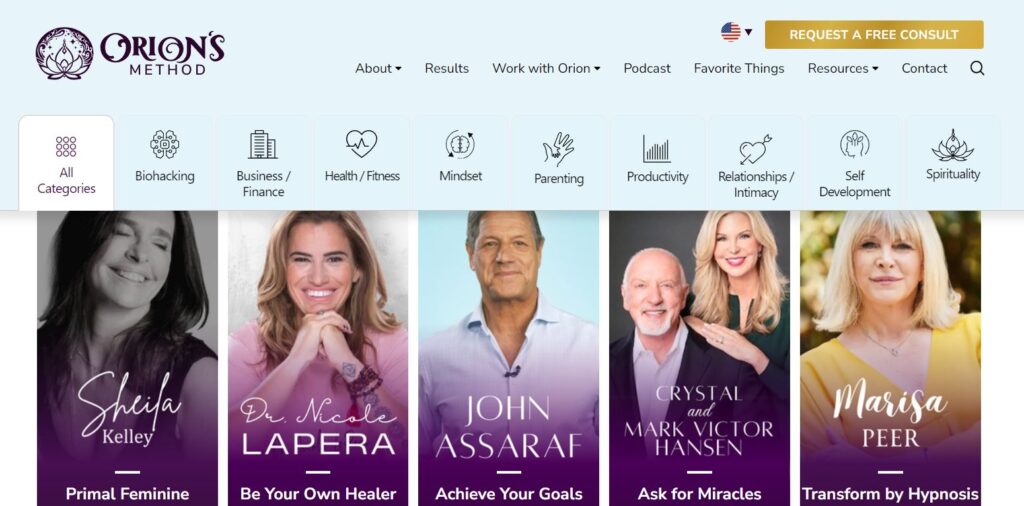 Screenshot showing art styles of Orion's Method Podcast