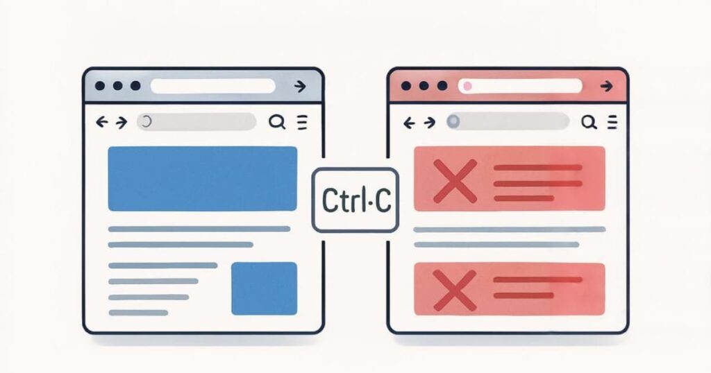 Illustration of a duplicated web page representing pagejacking.