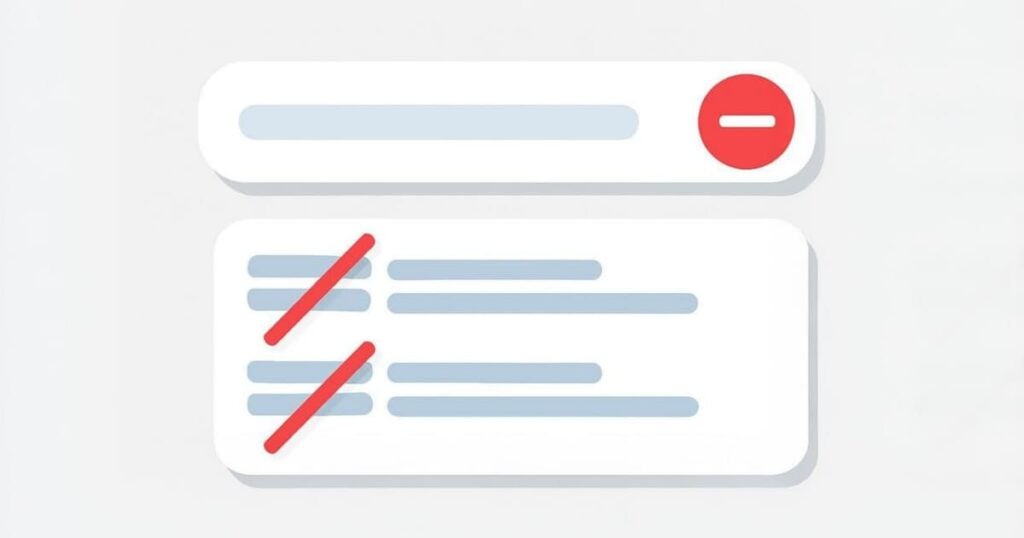 Graphic of search results being excluded using a red removal icon