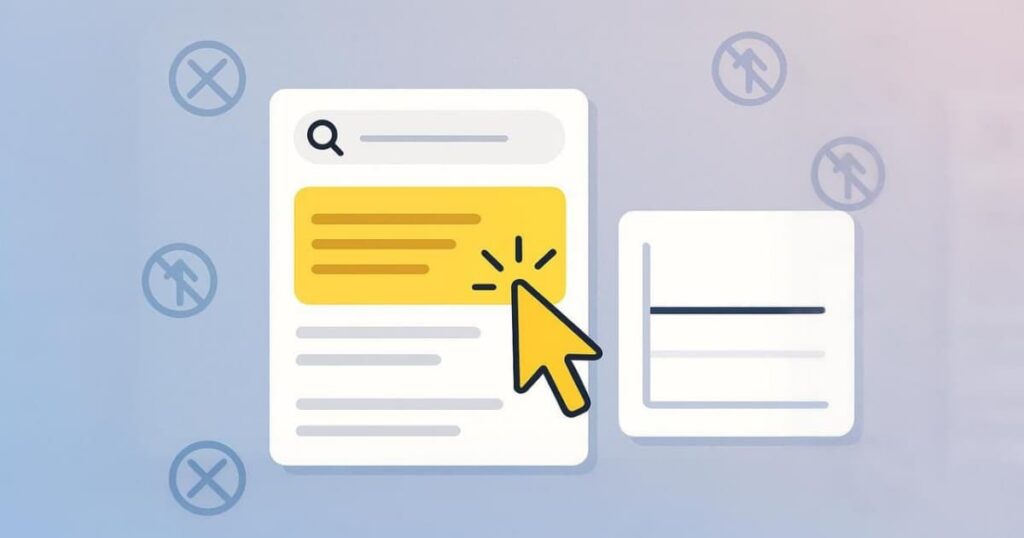 Cursor clicking search result with no ranking change.
